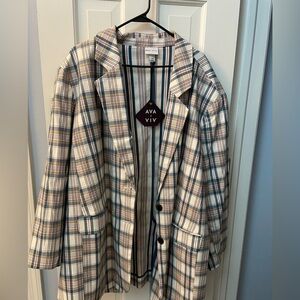 NWT Ava & Viv blue plaid blazer 3X